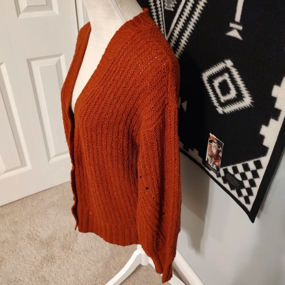 ❤️🔥EUC American Eagle Ladie's Oversized Campus Fit Button Front Cardigan, Rust - Picture 4 of 12